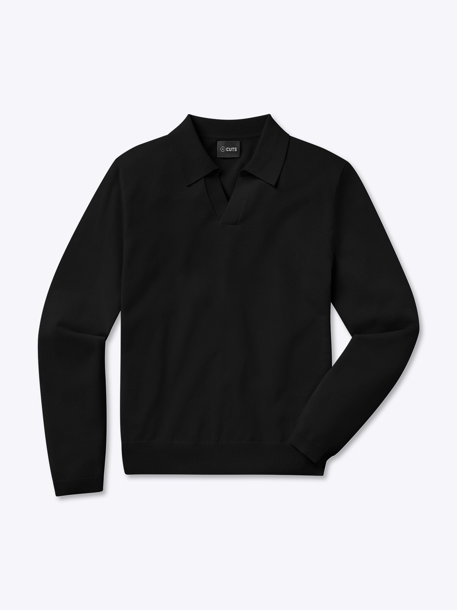 Riviera Knit Polo - Long Sleeve Black