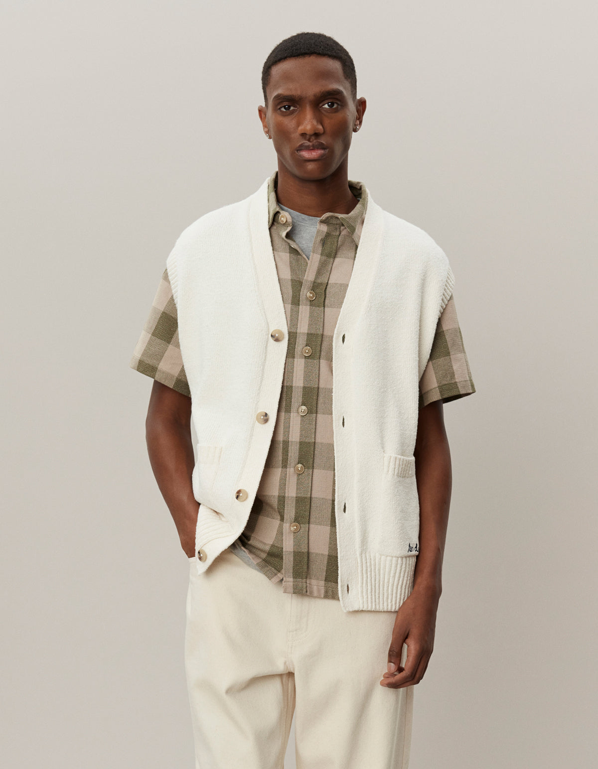 Brad Cardigan Vest Ivory