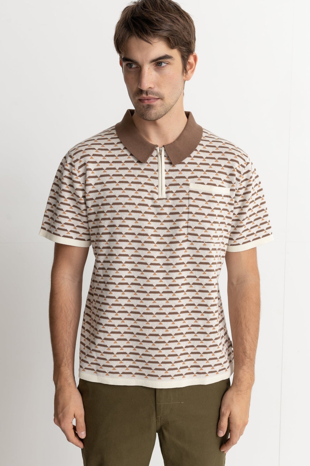 Jacquard Short Sleeve Polo Natural