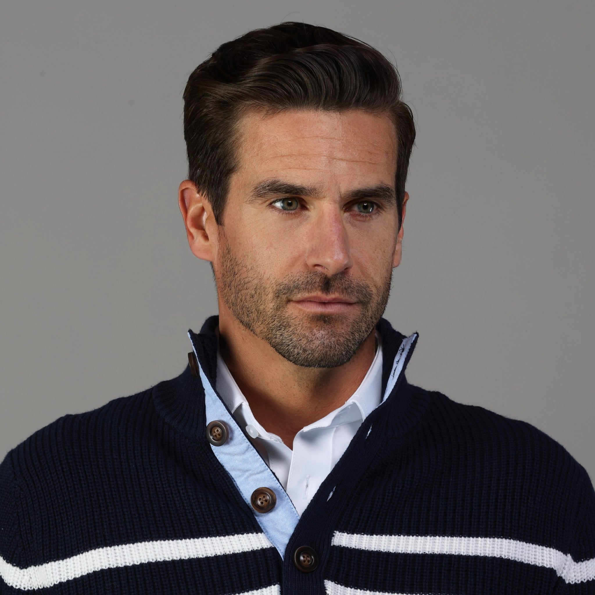 Kennebunkport Cotton Sweater in Navy/White Stripe