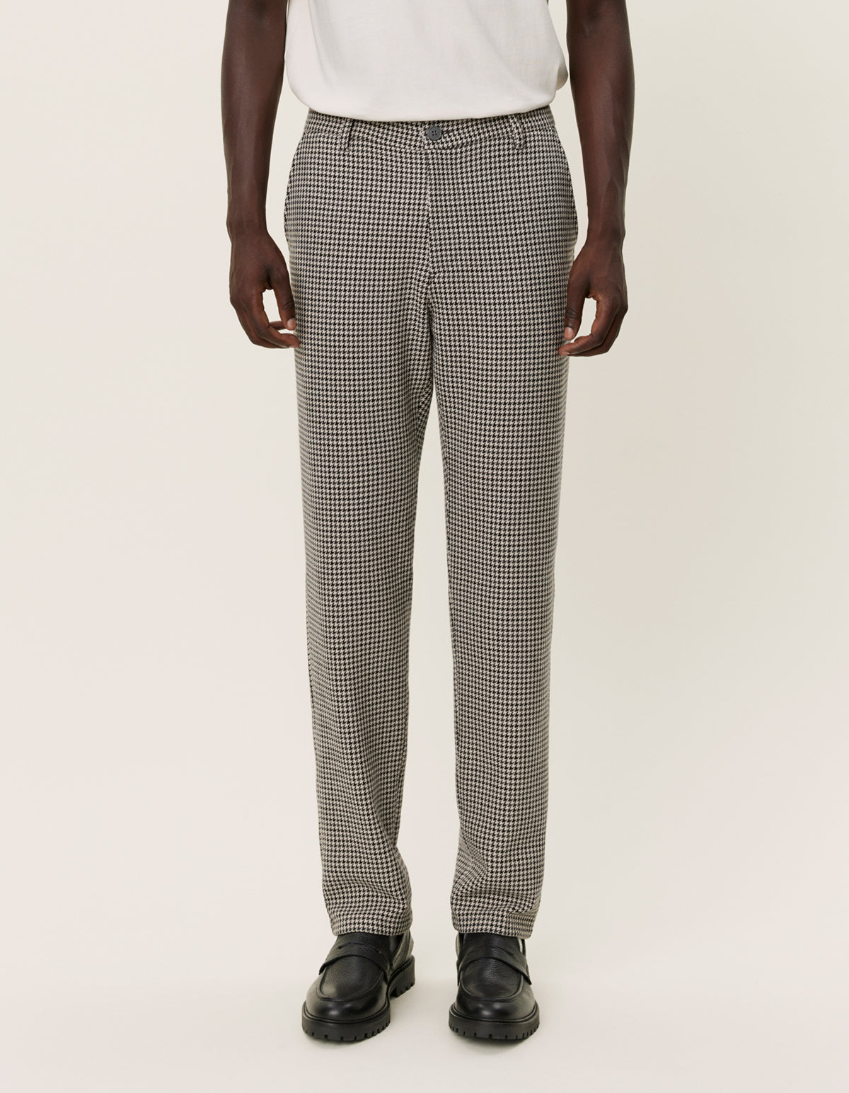 Como Reg Houndstooth Suit Pant in Light Desert Sand/Black