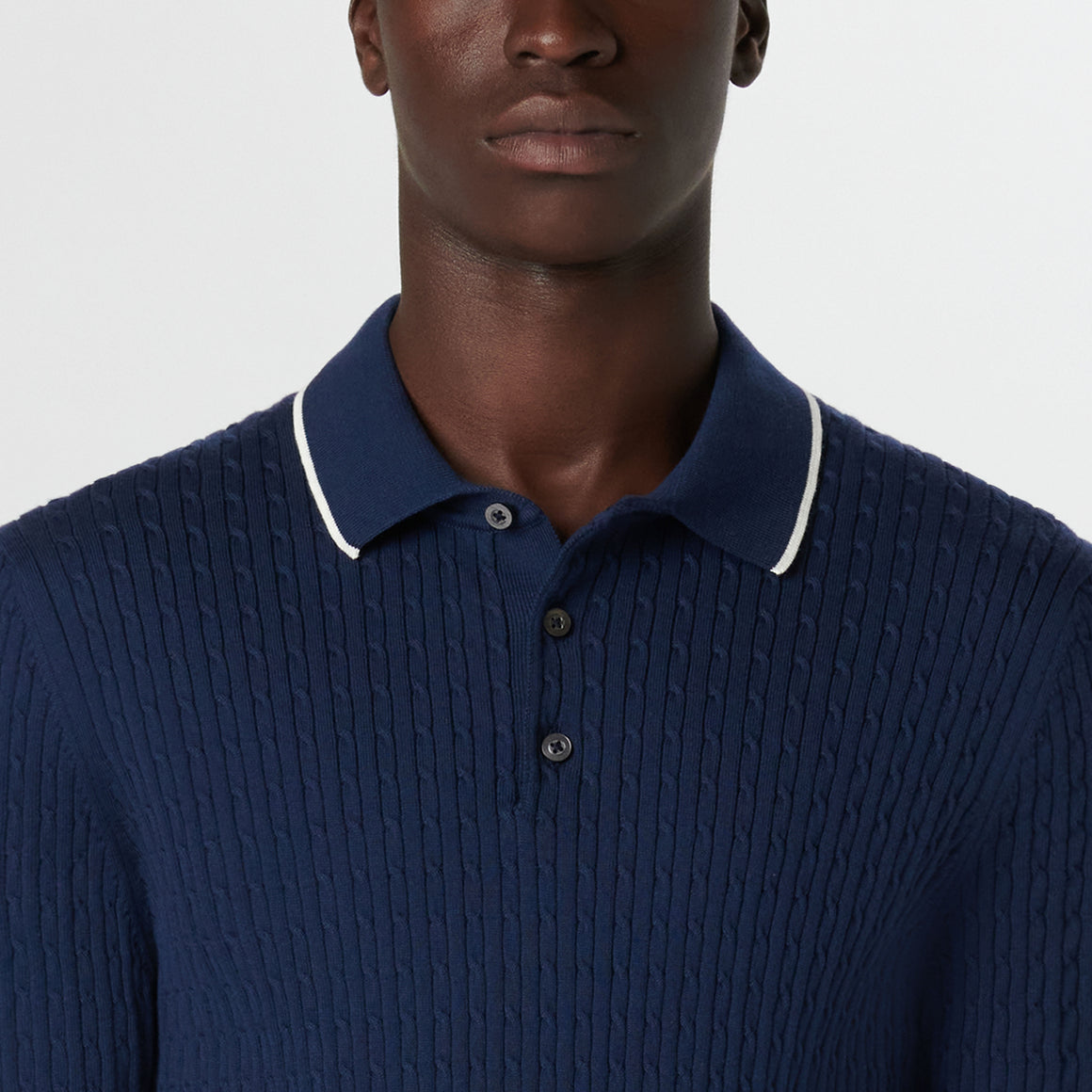 3-Button Sweater Polo Navy