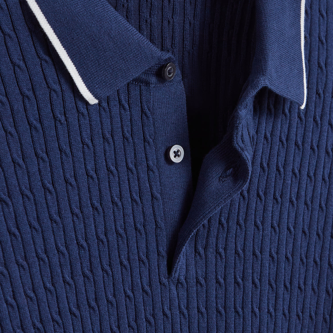 3-Button Sweater Polo Navy
