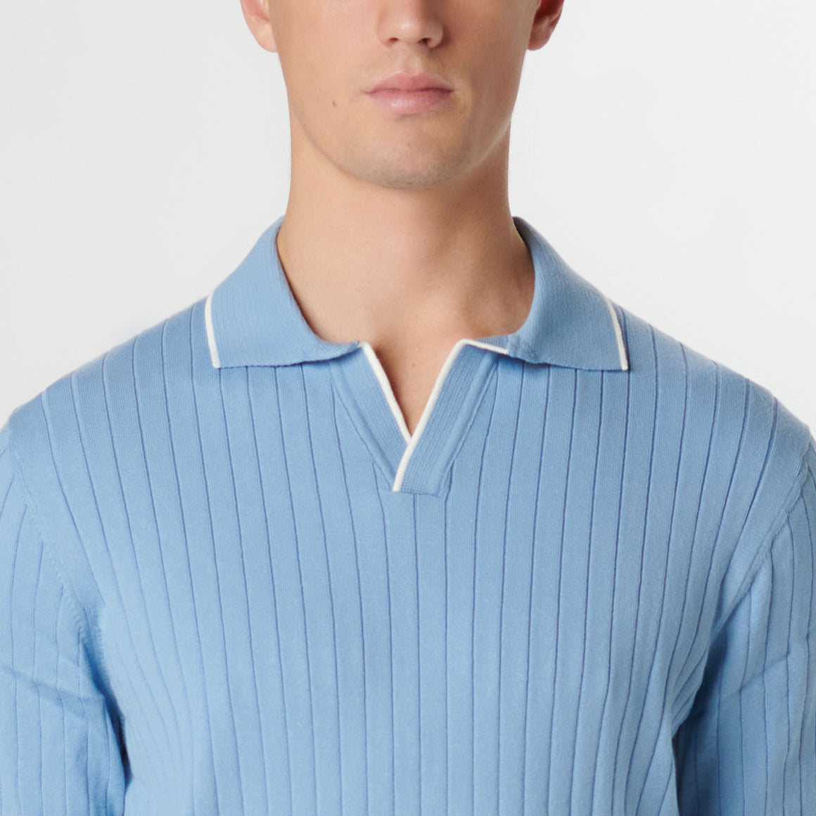 Johnny Rib-knit Sweater Polo Air Blue