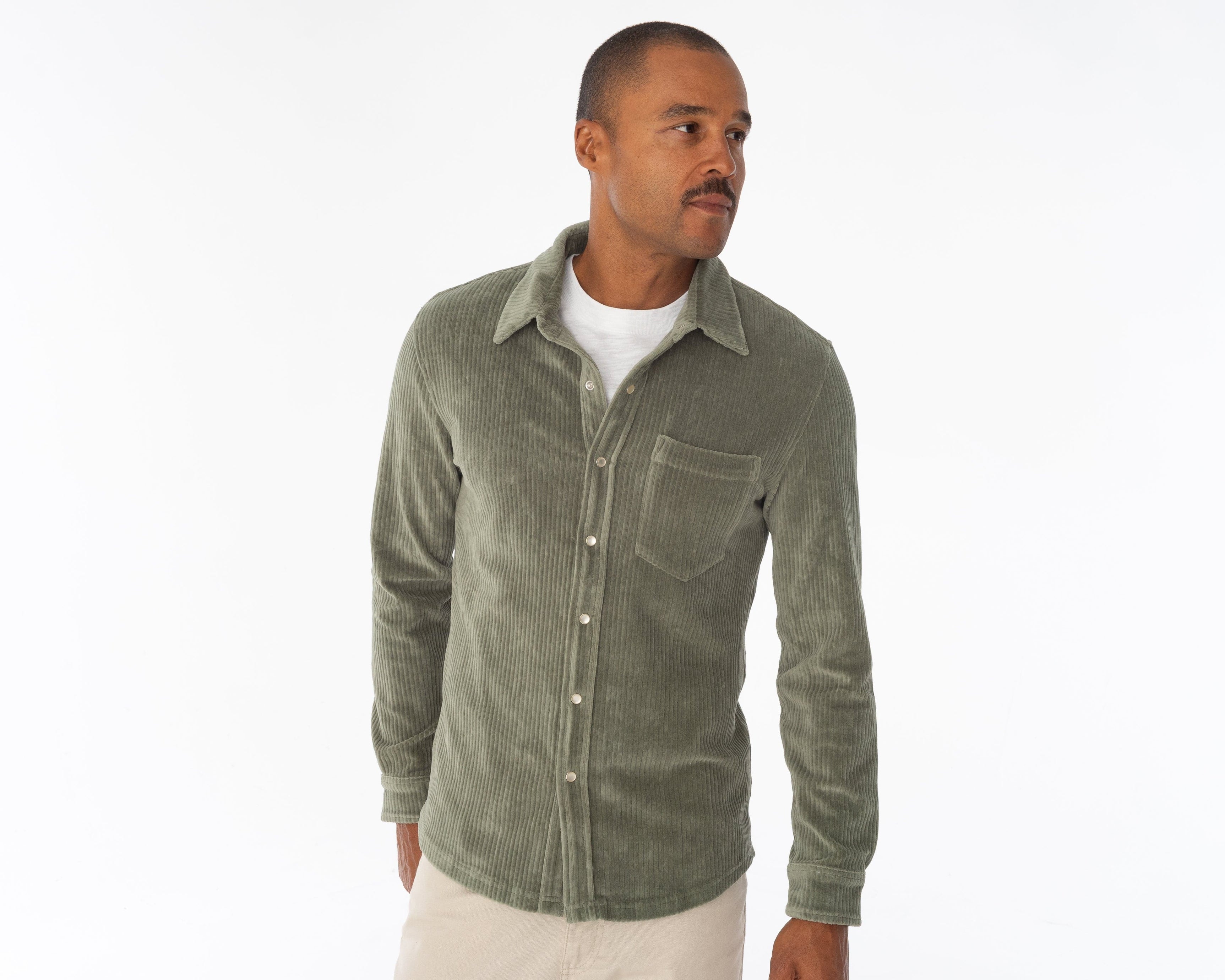 Velour Pearl Snap Shirt II Green Haze