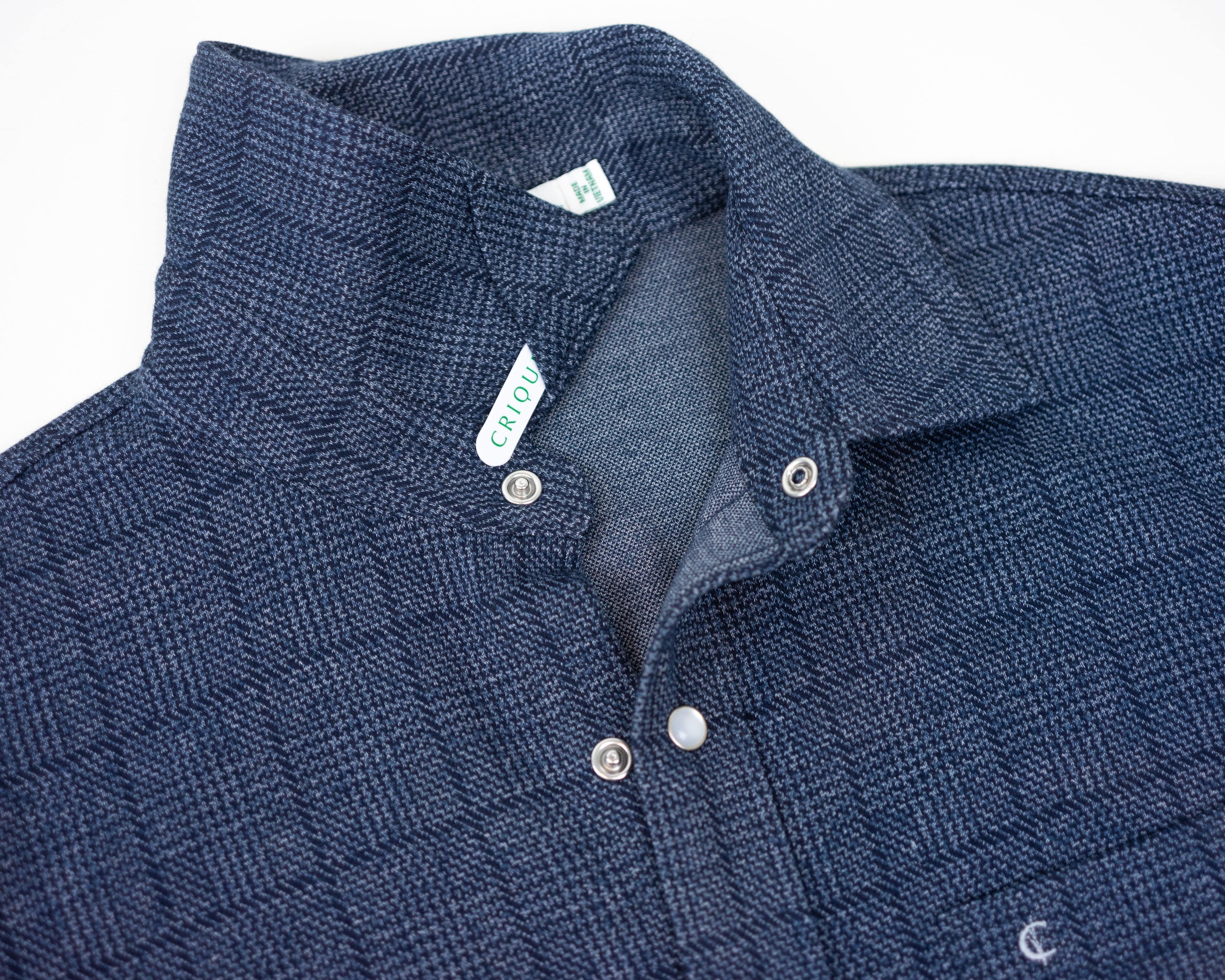 Chill-Knit Twill Pearl Snap Shirt in Navy