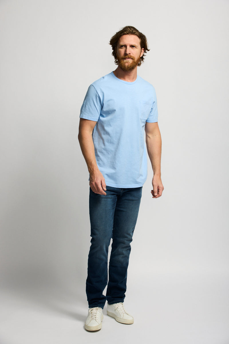 Slub Cotton T-Shirt Washed Blue