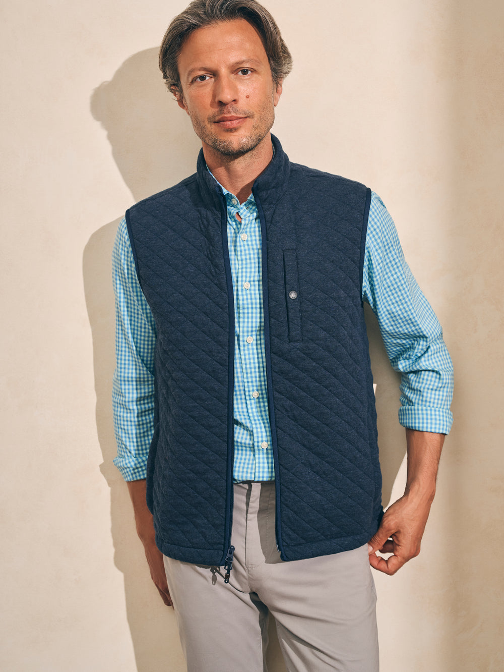 Epic Quilted Fleece Vest Navy Melange