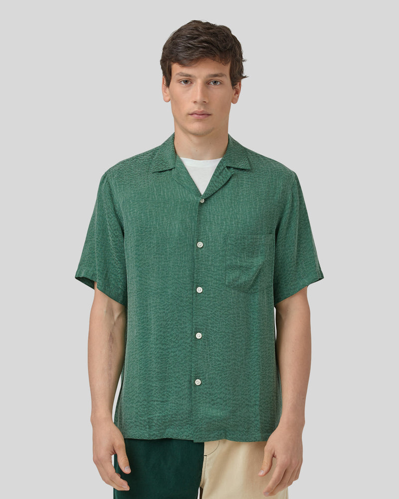 Finger Print Short Sleeve Shirt Green