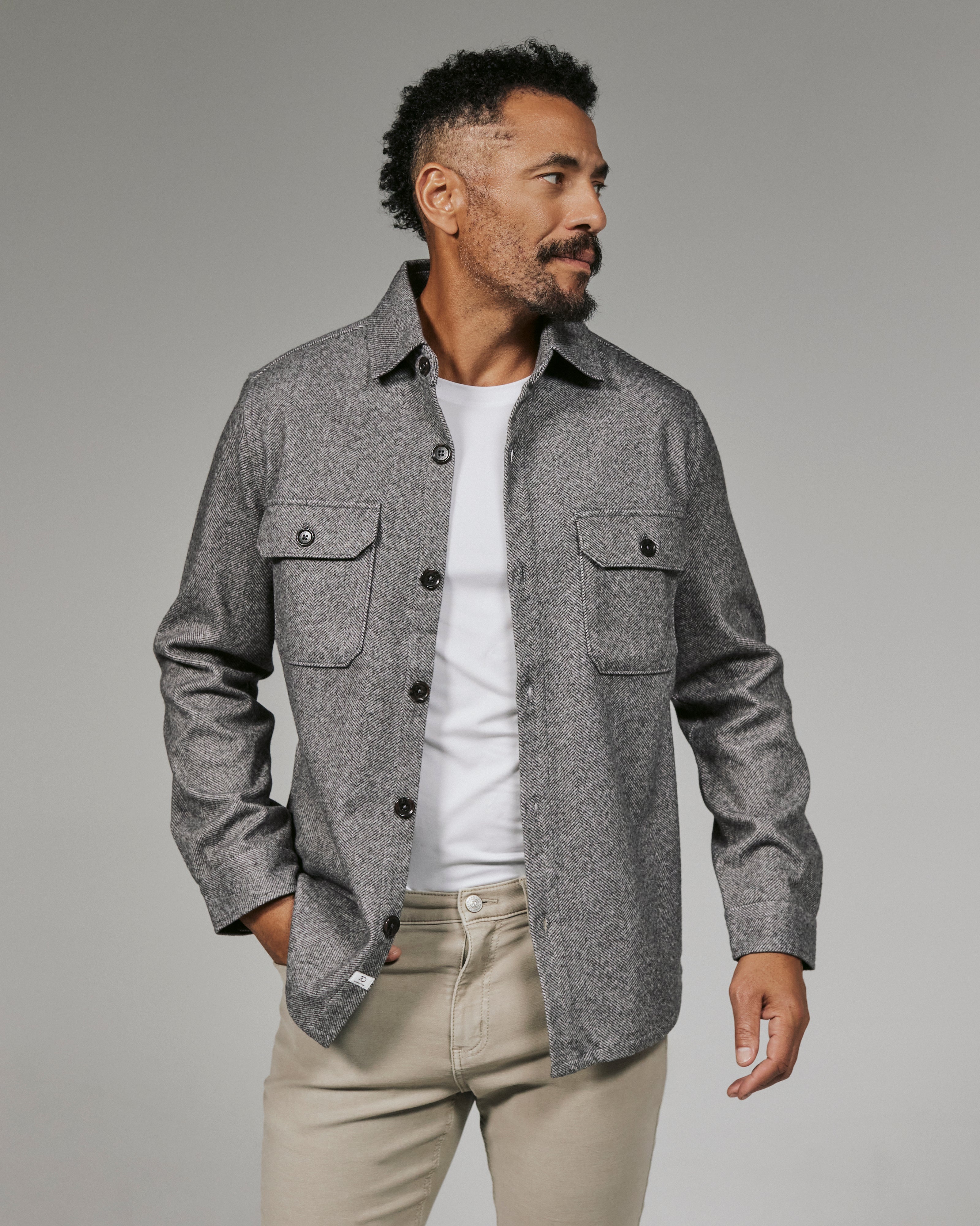 Generation Herringbone Shacket, Grey