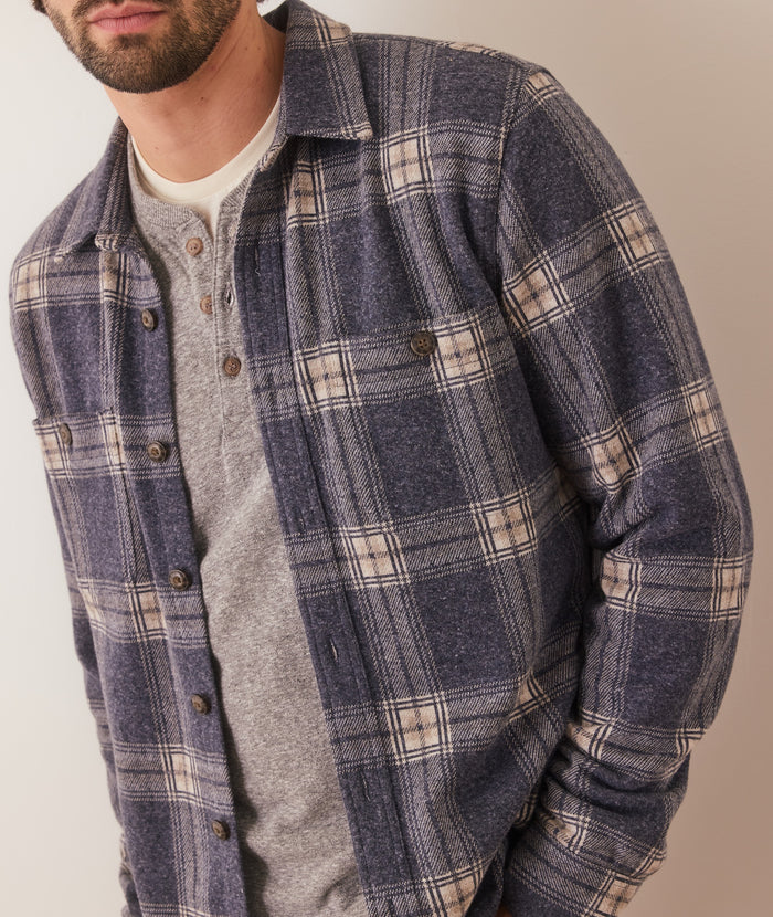 Pacifica Stretch Twill Shirt, Dark Blue Plaid
