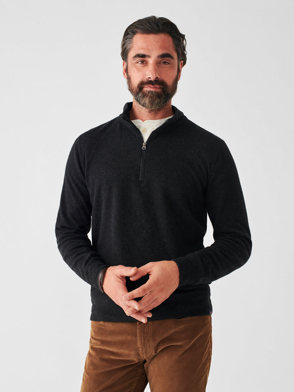 Legend Quarter Zip Sweater Heathered Black Twill