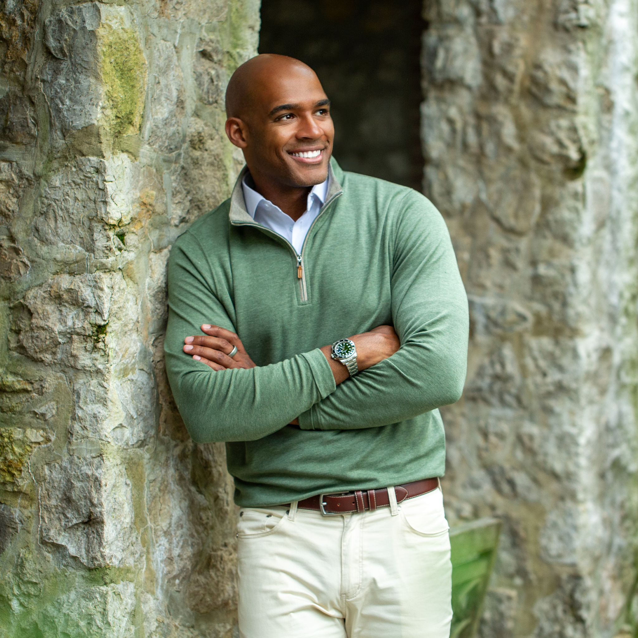 Cloud Cotton 1/4 Zip Pullover in Evergreen Heather