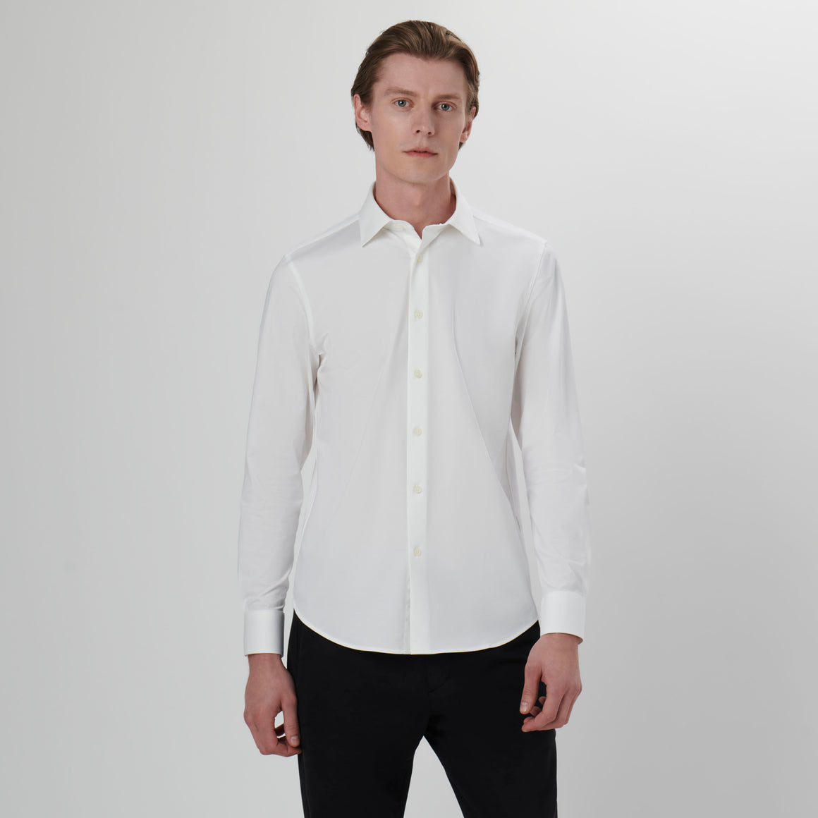 OOOHCotton James Long Sleeve Shirt - Solids White