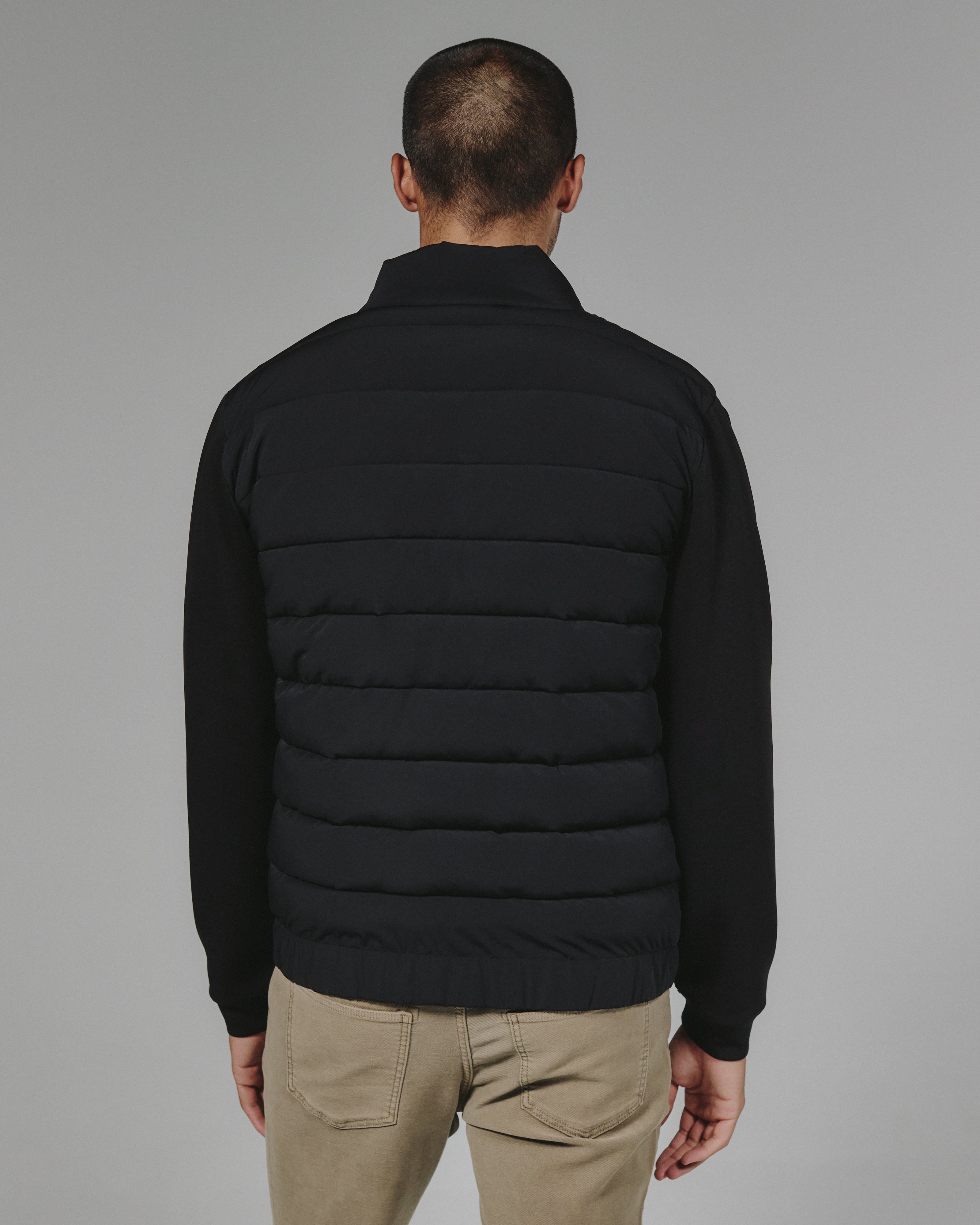 Rev Full Zip Puffer Jacket in Black