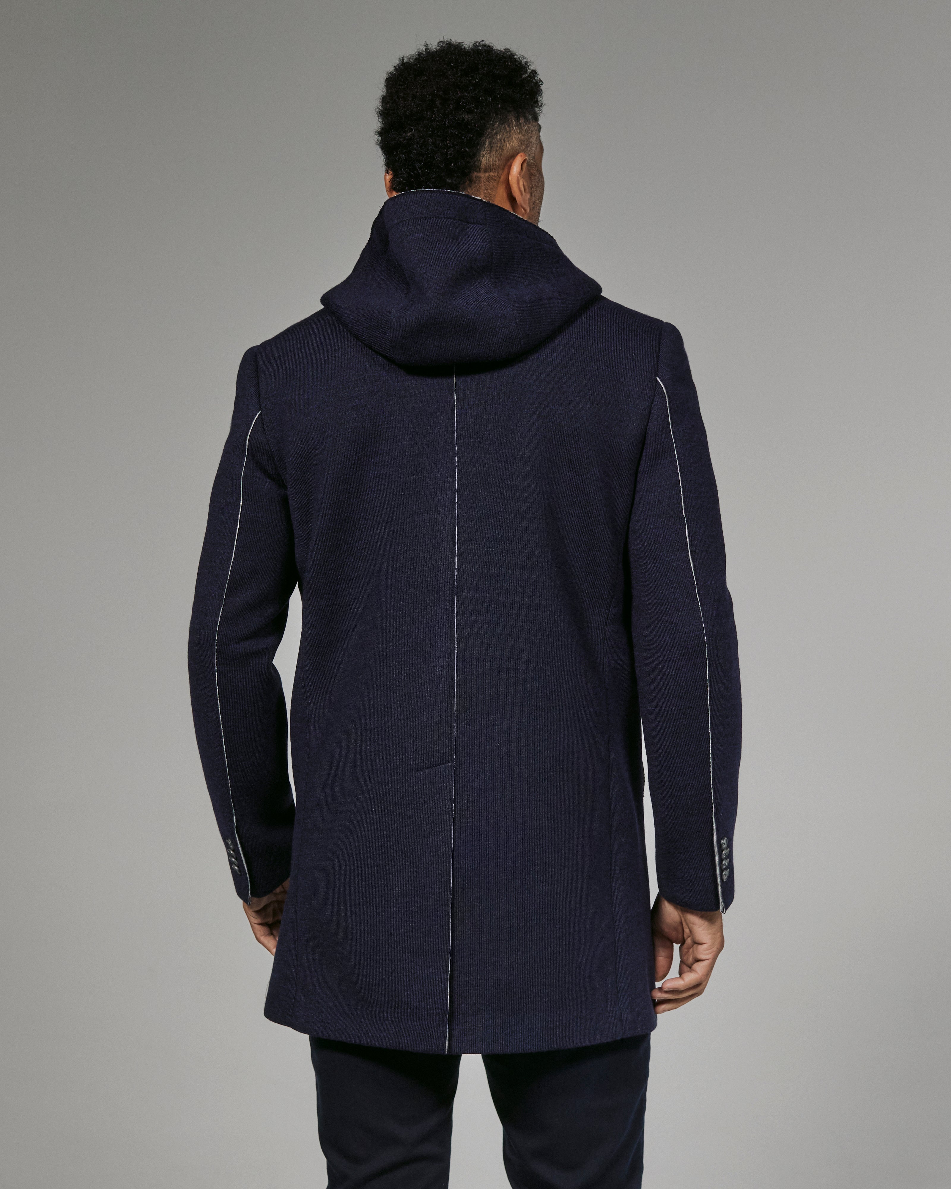 Midtown Overcoat with Seam Detail in Navy