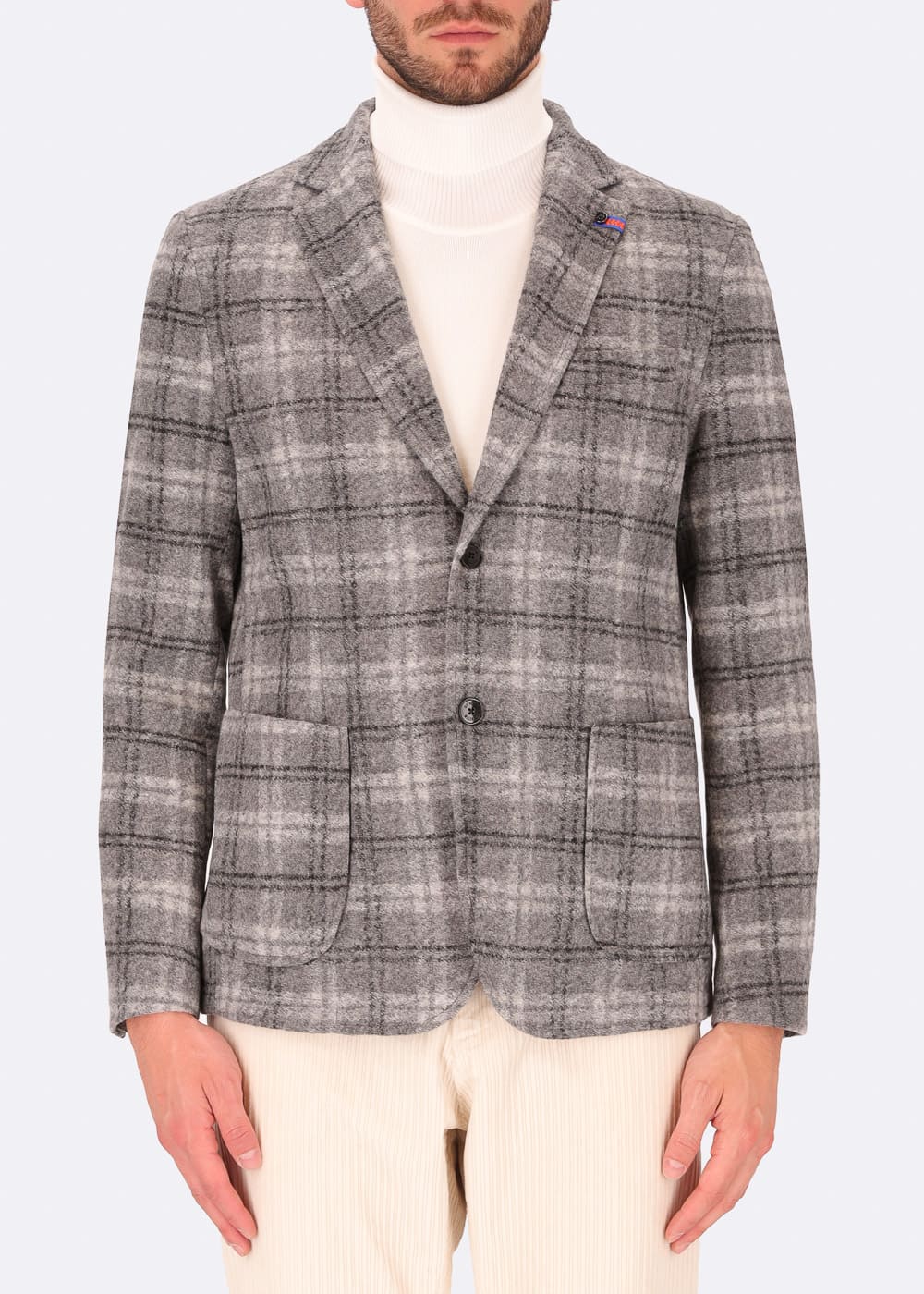 Varv Plaid Knit Blazer Grey