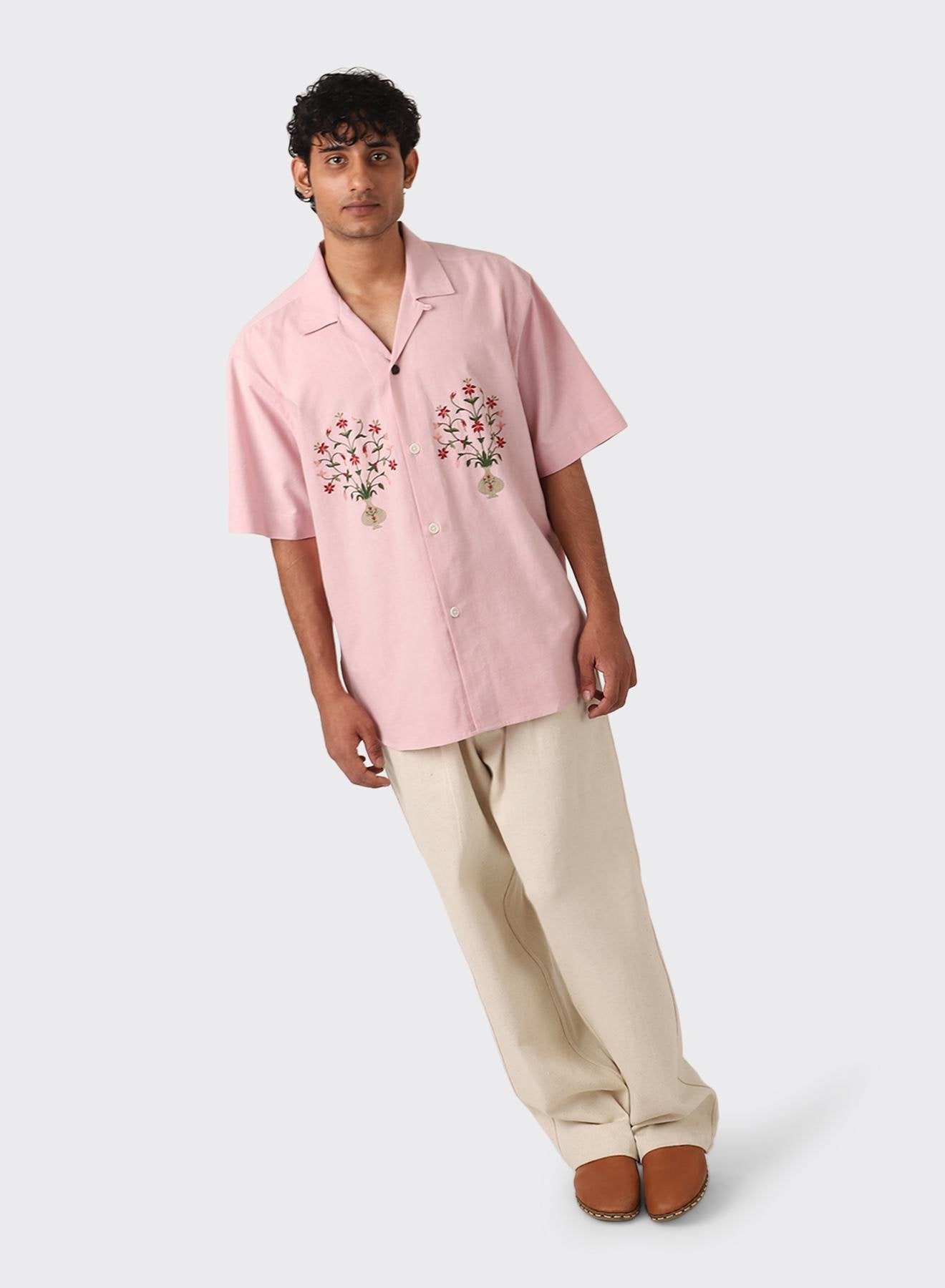 Ronen Printed Short Sleeve Shirt Fondant Pink