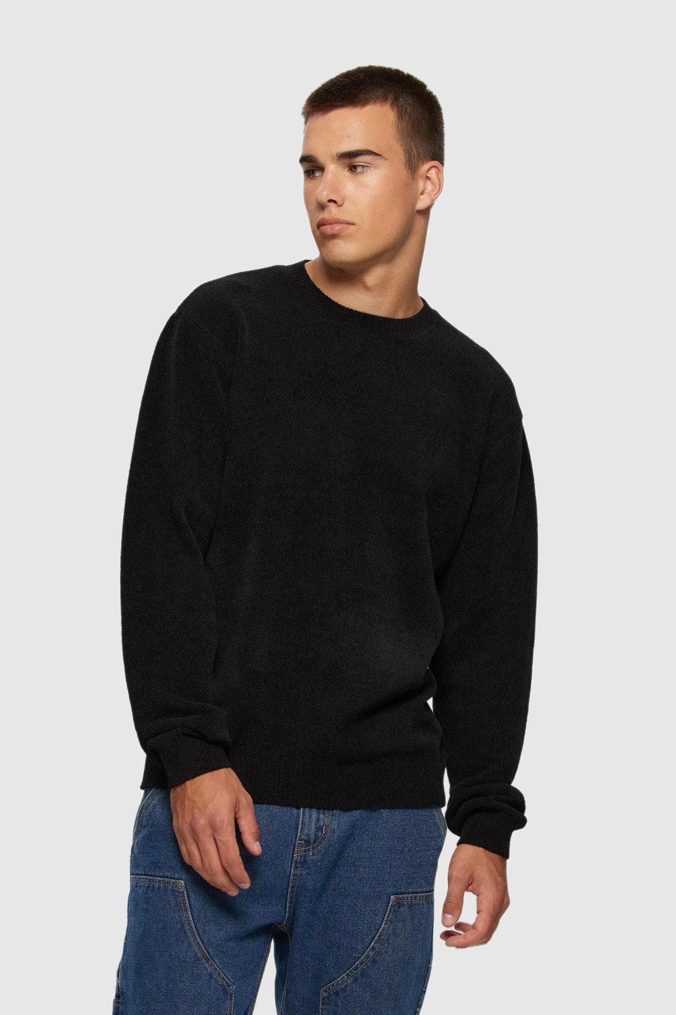 Textured Knit Crew in Black