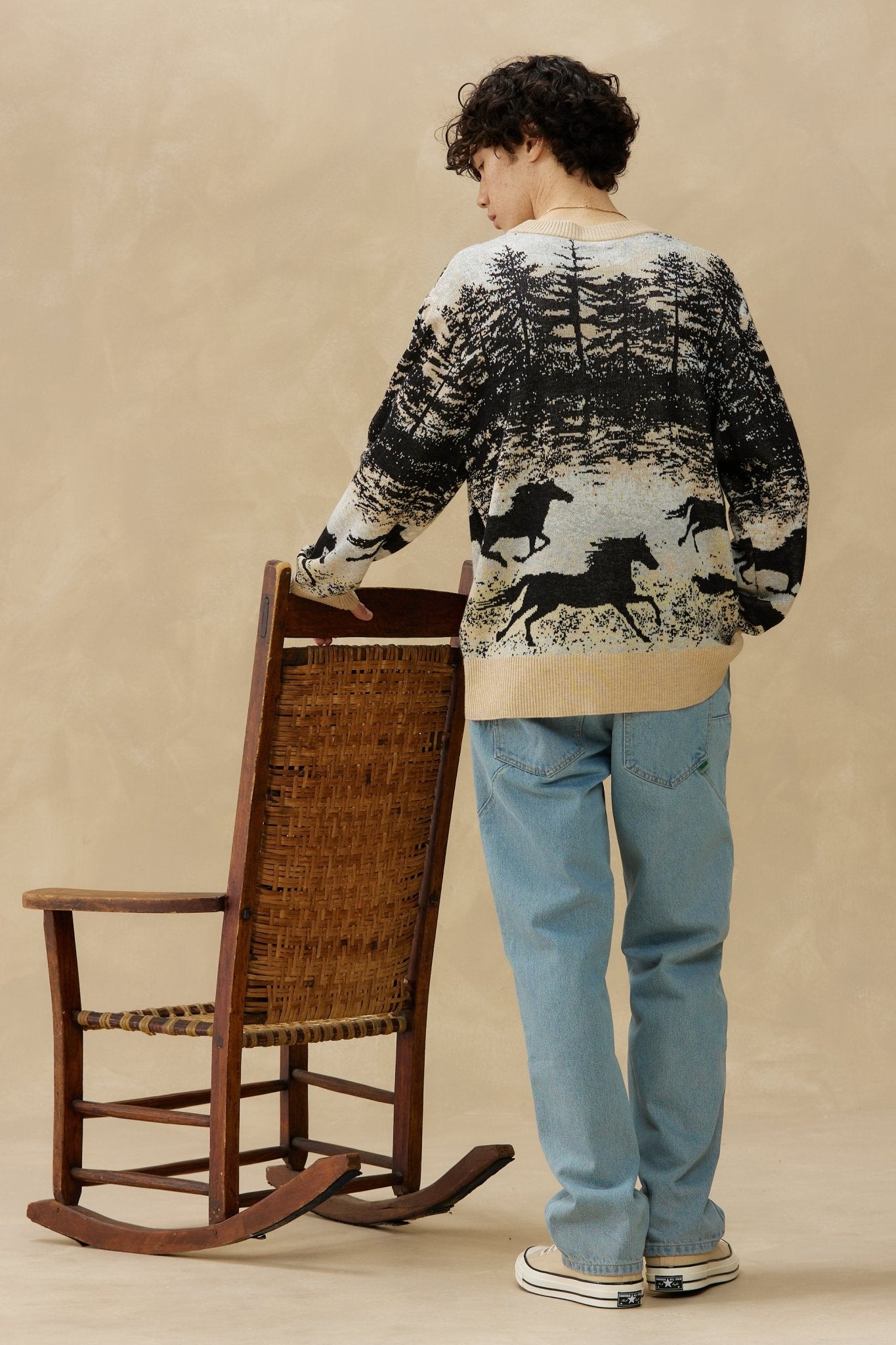 Jacquard Knit Sweater in Wild Stallion