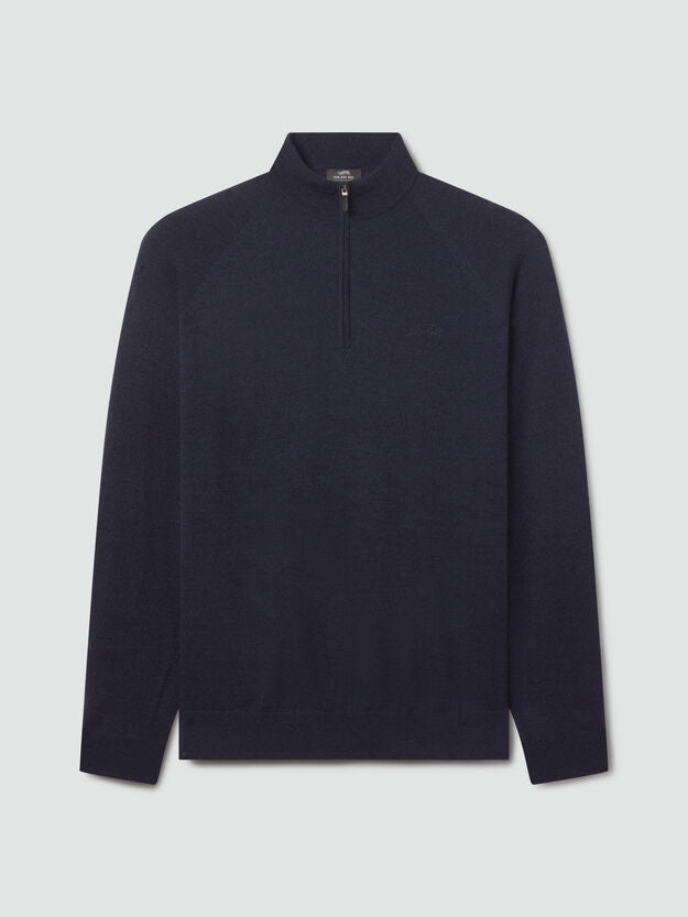 3D Merino Wool 1/4 Zip Navy Blazer