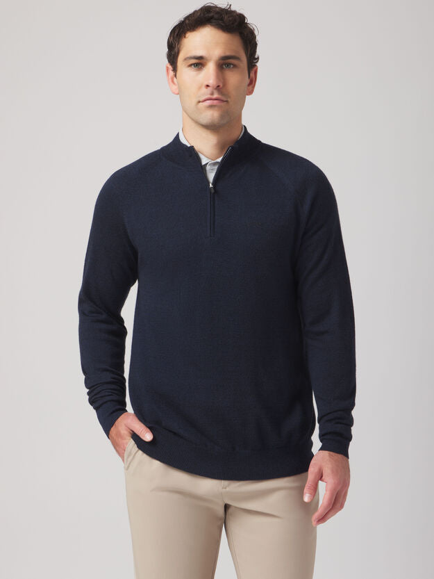3D Merino Wool 1/4 Zip Navy Blazer