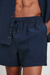 La Brea Shorts Navy Seersucker