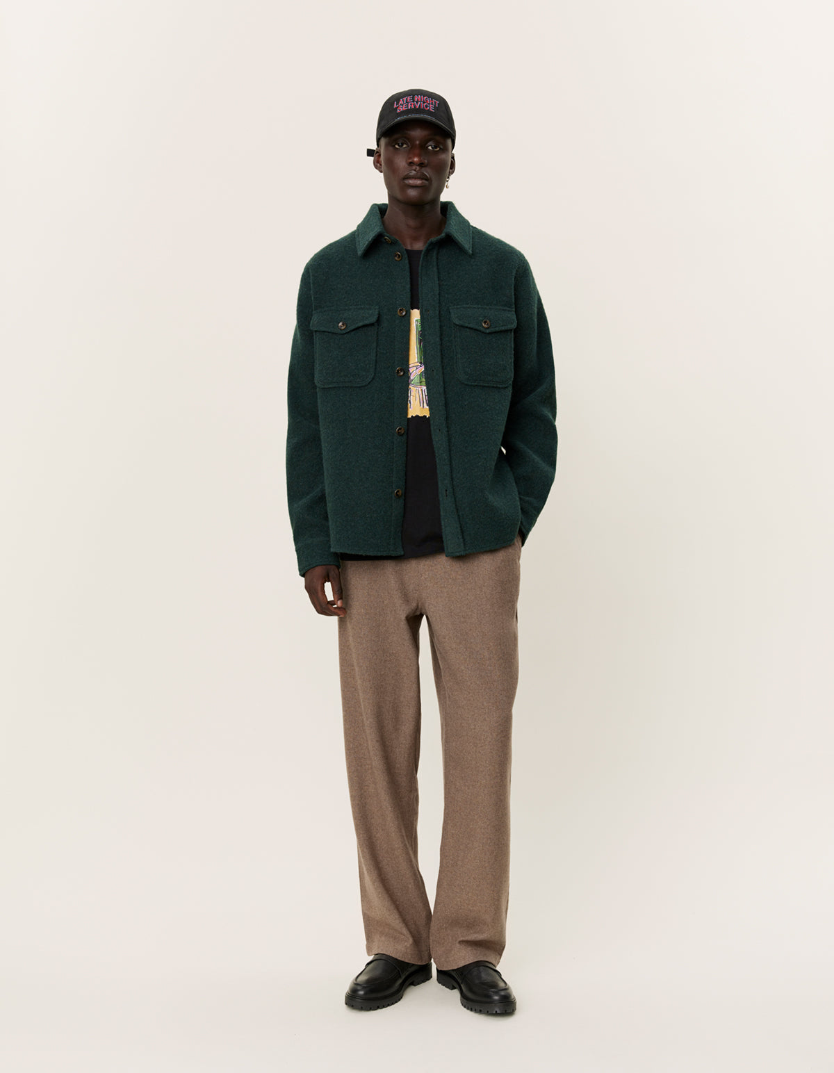 Lennon Bouclé Overshirt Pine Green