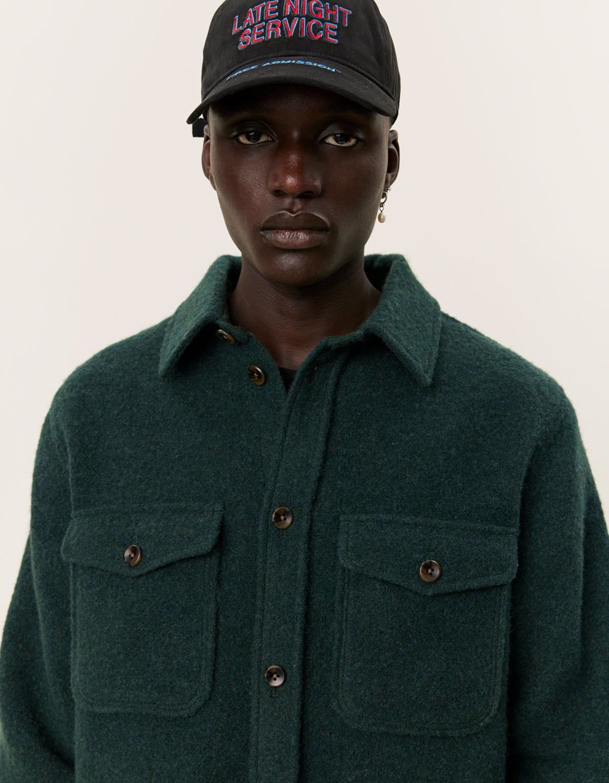 Lennon Bouclé Overshirt Pine Green