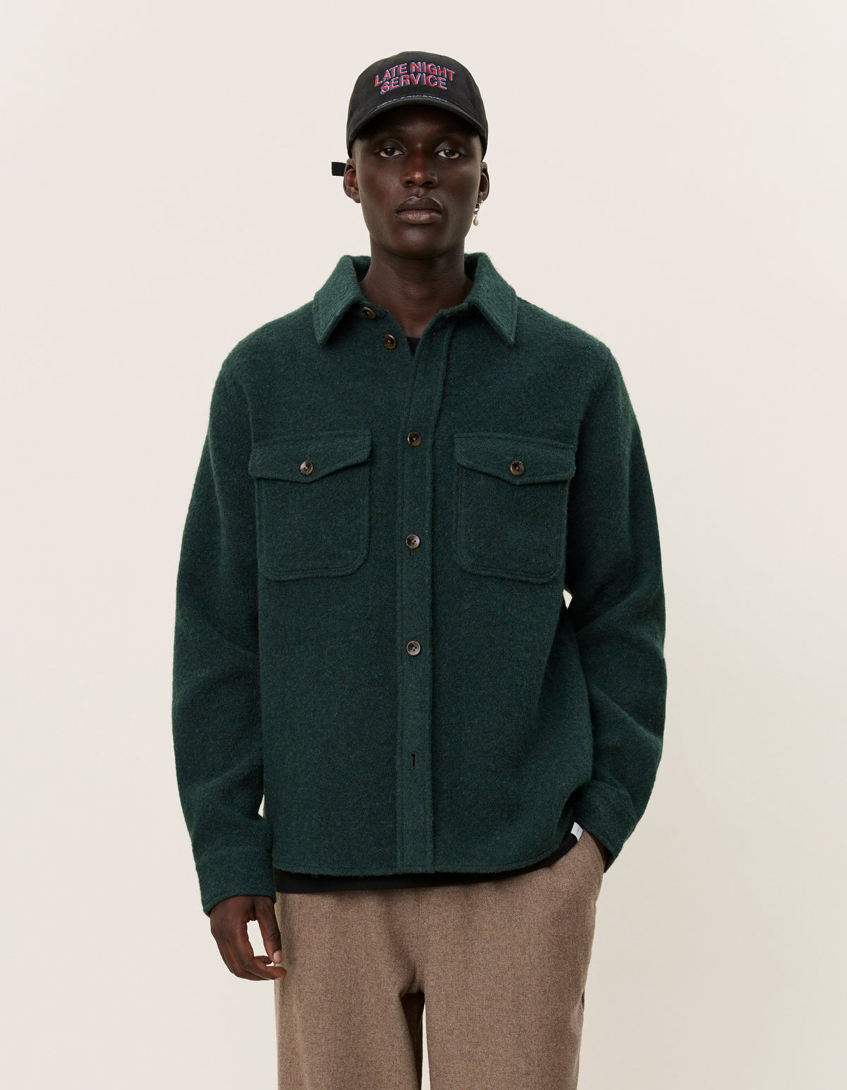 Lennon Bouclé Overshirt Pine Green