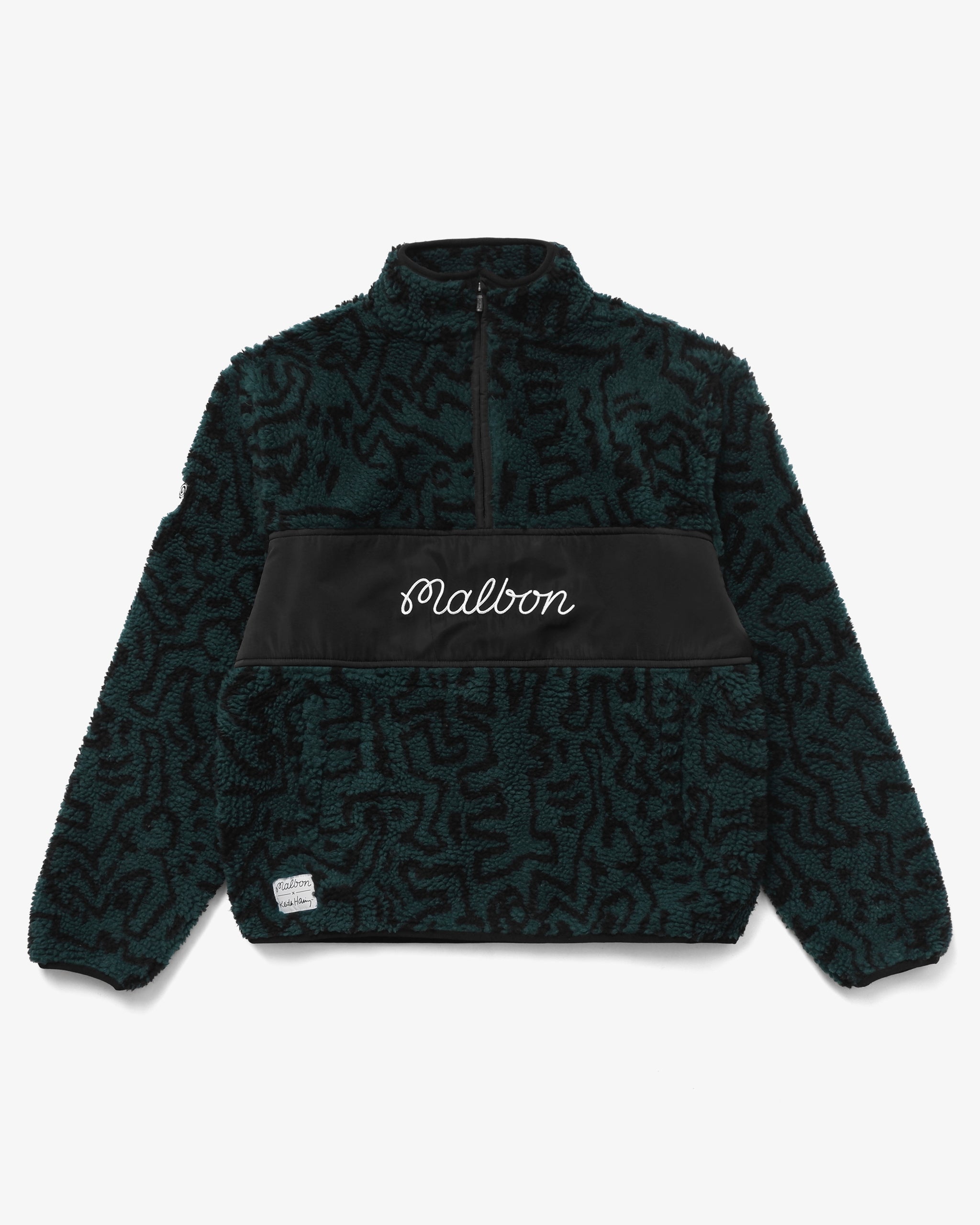 Malbon x Keith Haring Sherpa Pullover in Green