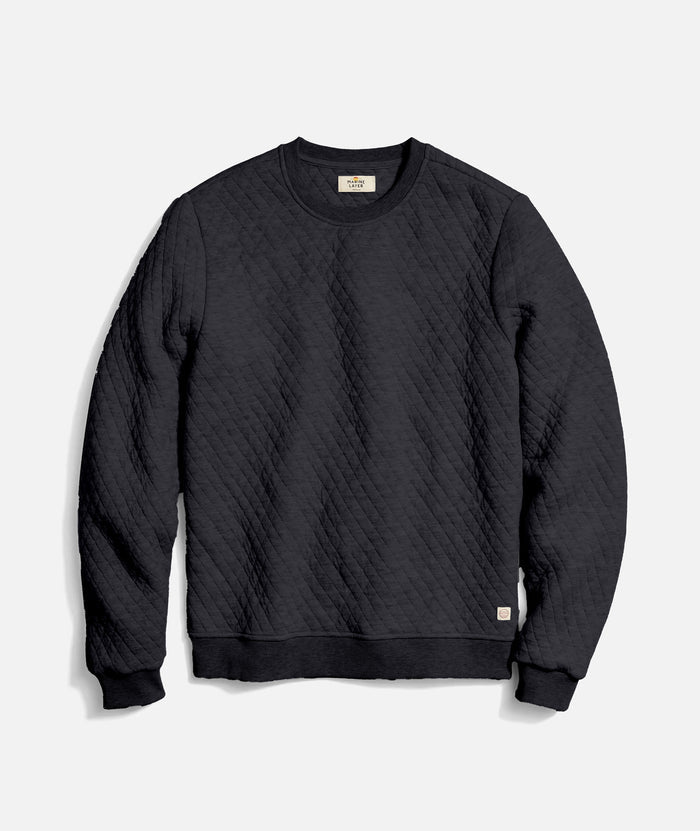 Corbet Quilted Crewneck in Charcoal