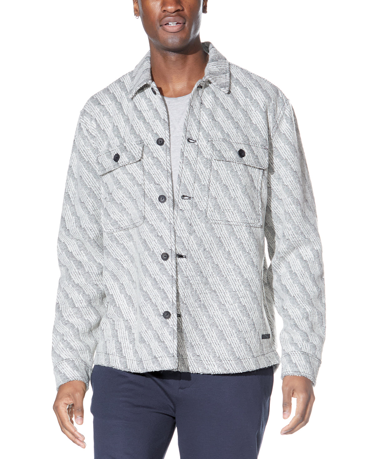 Durbin Relaxed Shirt Jacket, White/Black