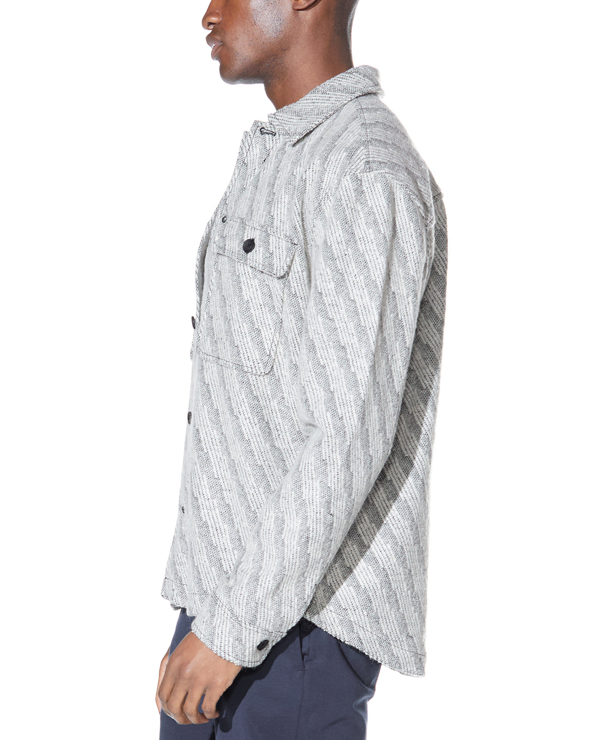 Durbin Relaxed Shirt Jacket in White/Black