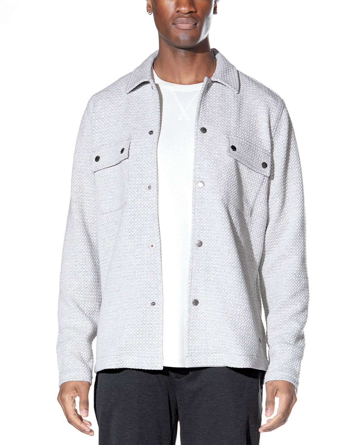 Bennett Shirt Jacket in Heather Light Grey