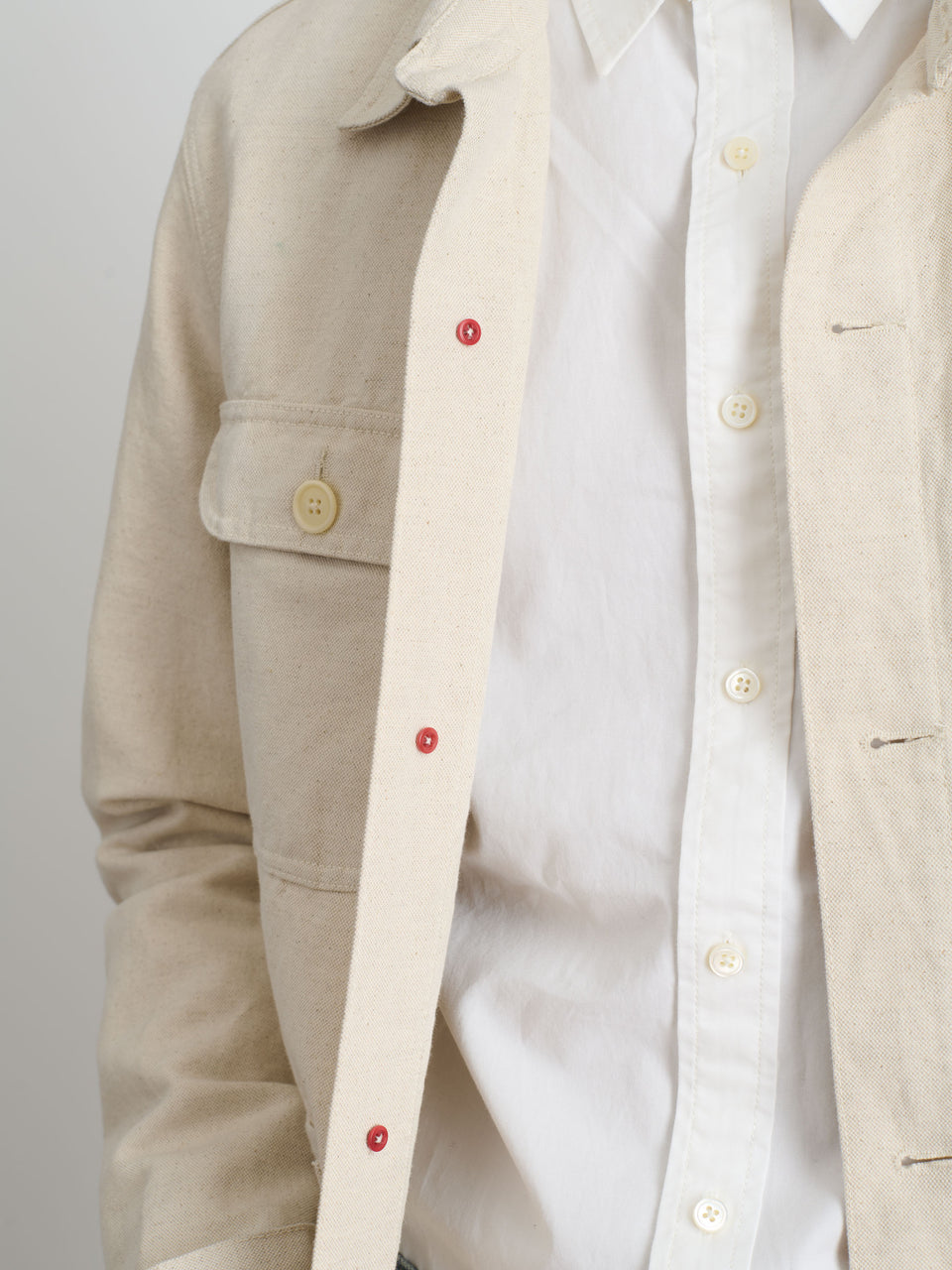 Work Jacket in Linen Canvas Natural