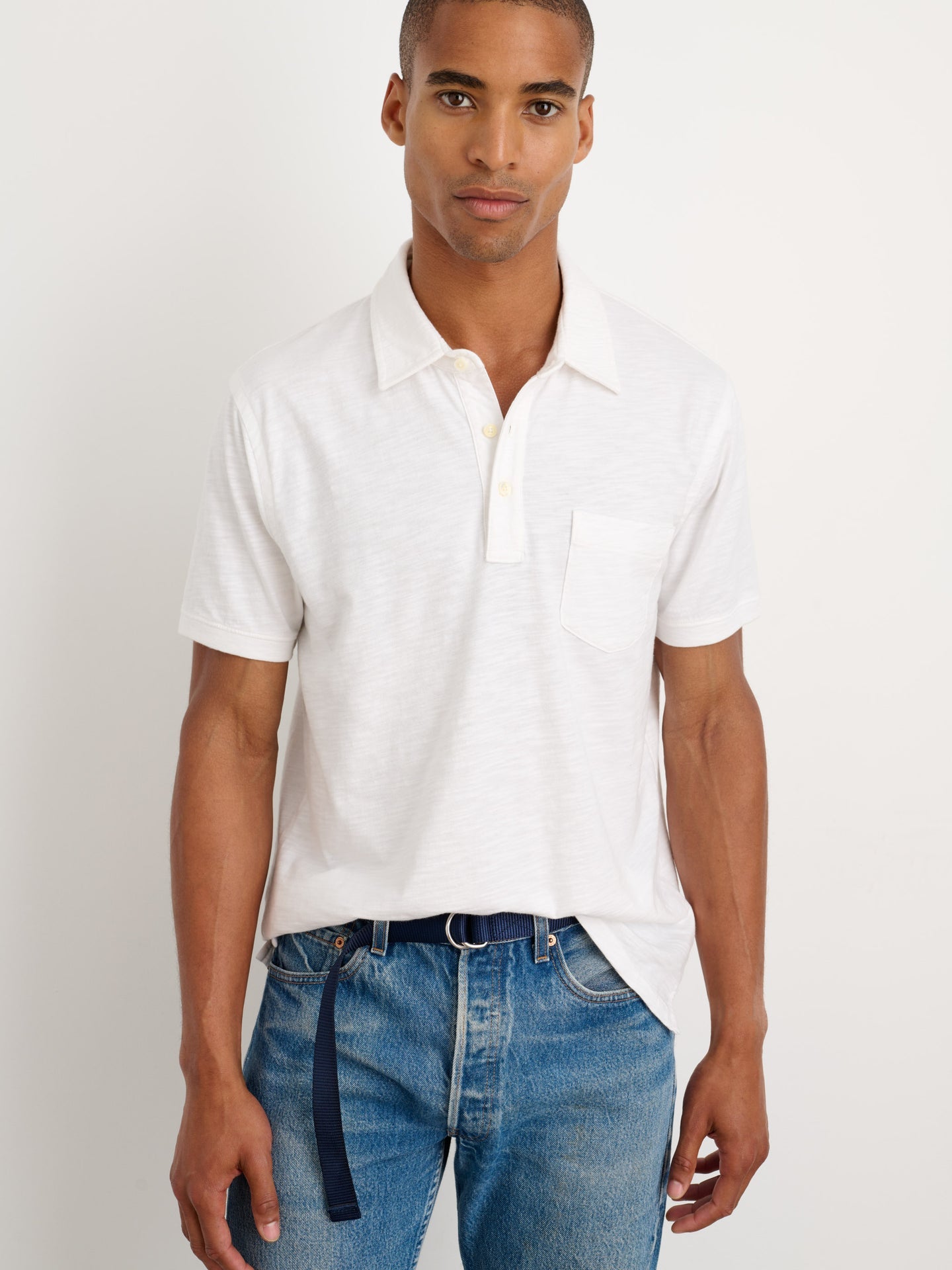 Standard Polo in Slub Cotton White