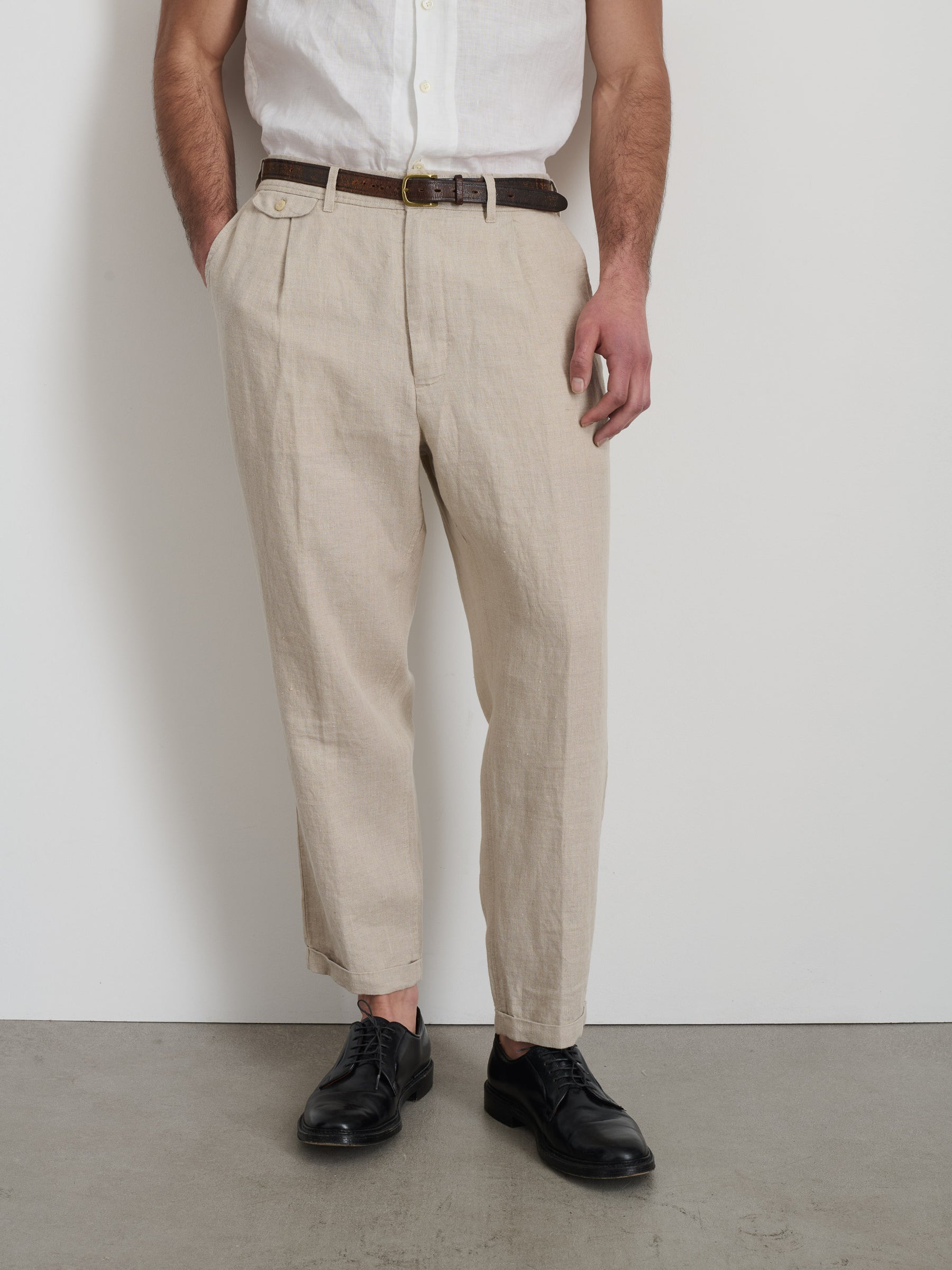 Pleated Pant in Flax Linen Flax