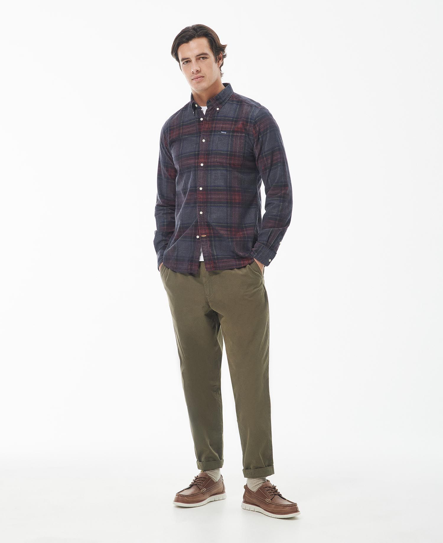 Southfield Checked Cord Shirt in Grey Marl