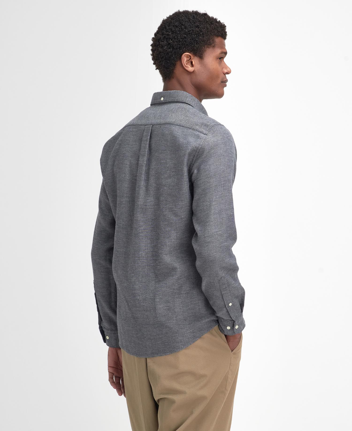 Buckley Herringbone Shirt in Grey Marl