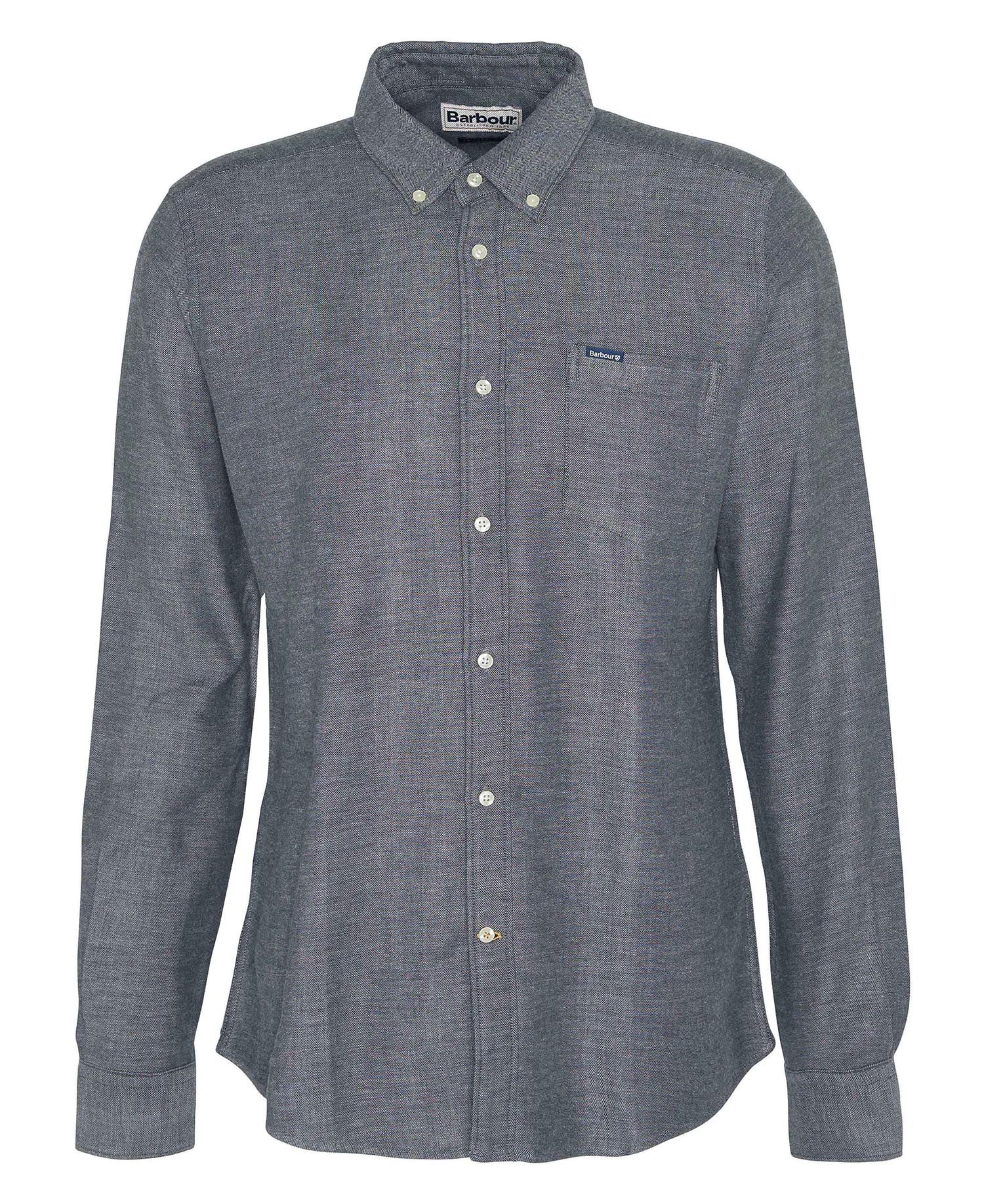 Buckley Herringbone Shirt in Grey Marl