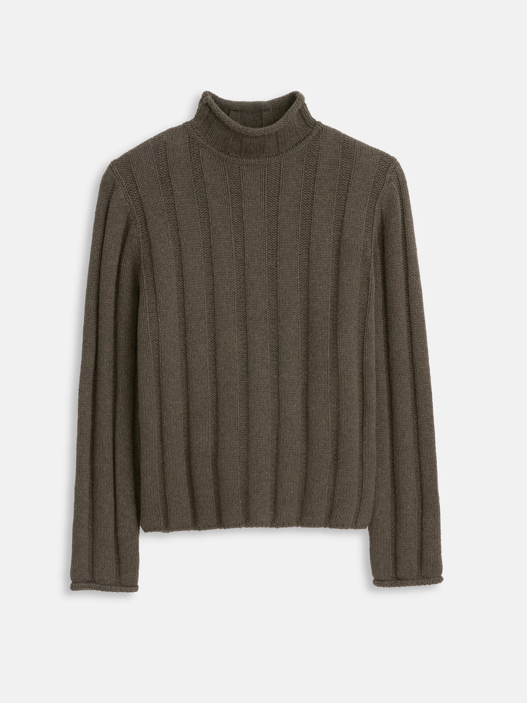 Roll Neck Sweater in Heather Olive