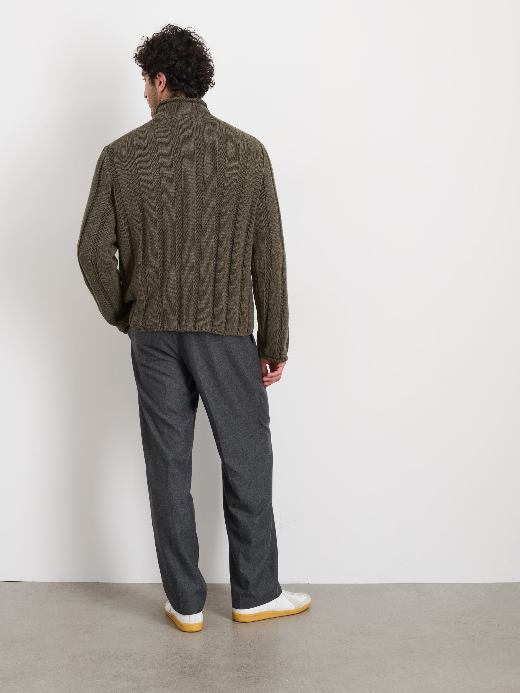 Roll Neck Sweater in Heather Olive