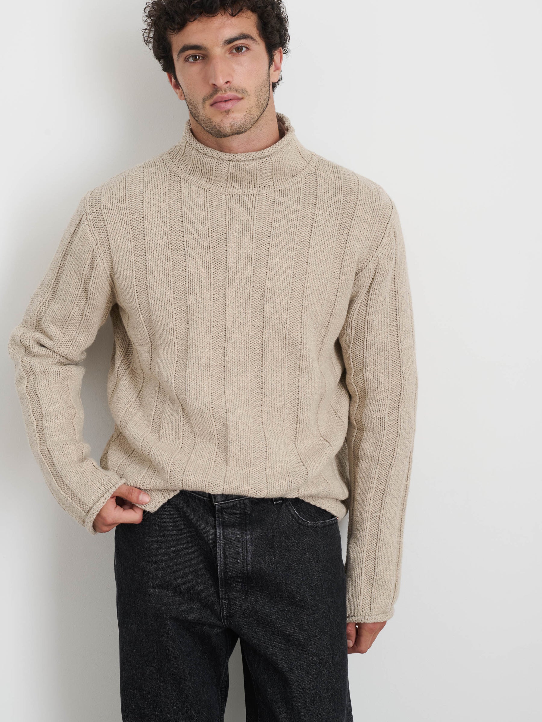 Roll Neck Sweater, Oatmeal