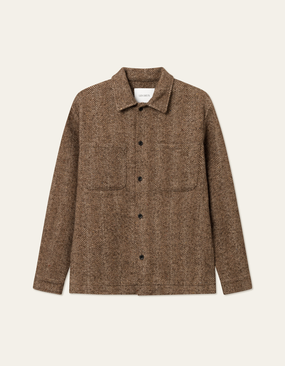 Milian Herringbone Overshirt, Coffee Brown/Dark Sand