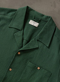 Seersucker Cuban Shirt Forest