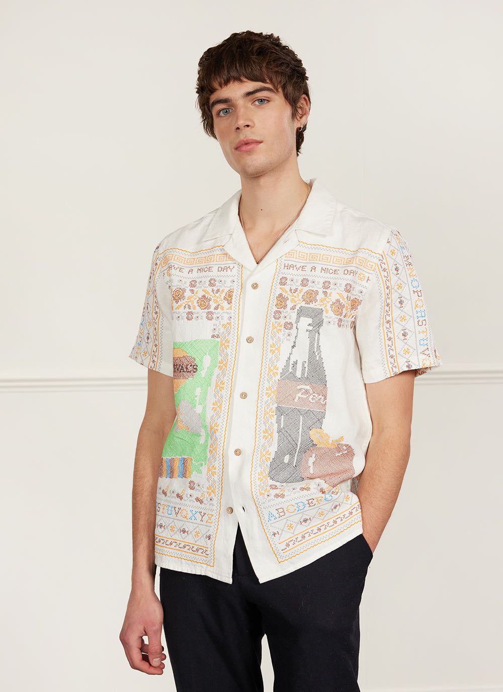 Meal Deal Cross Stitch Shirt Natural