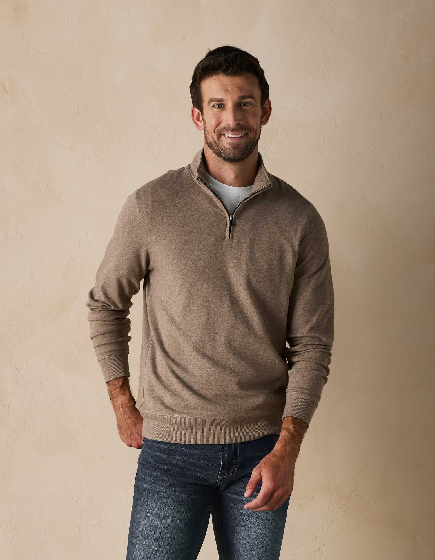 Puremeso Weekend Quarter Zip Taupe