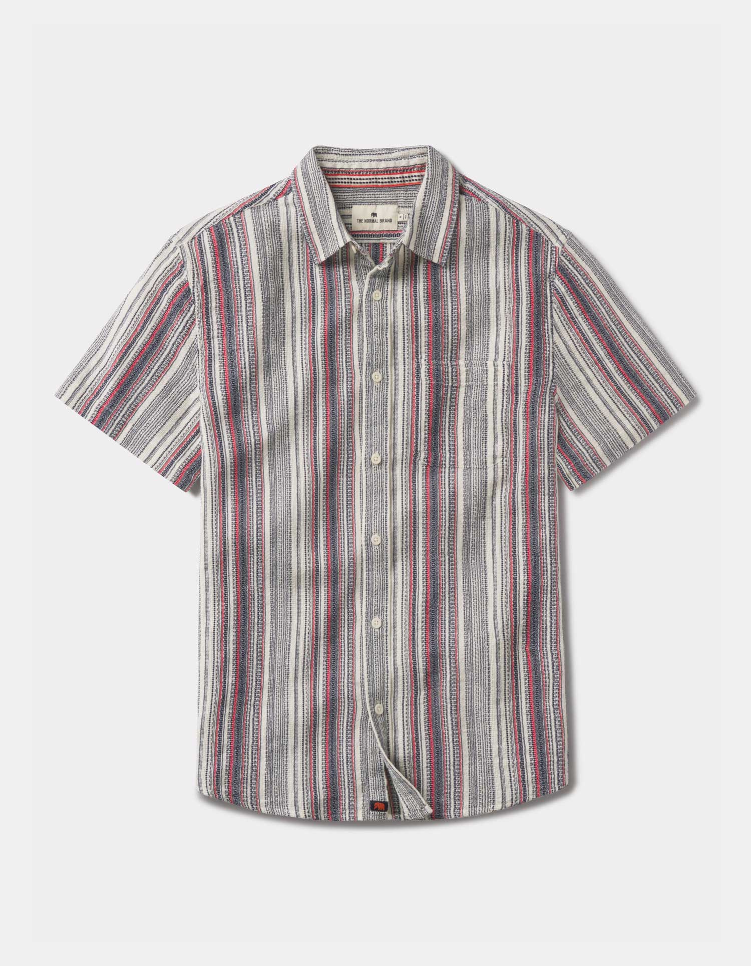 Freshwater Short Sleeve Button Up Shirt - Americana Stripe