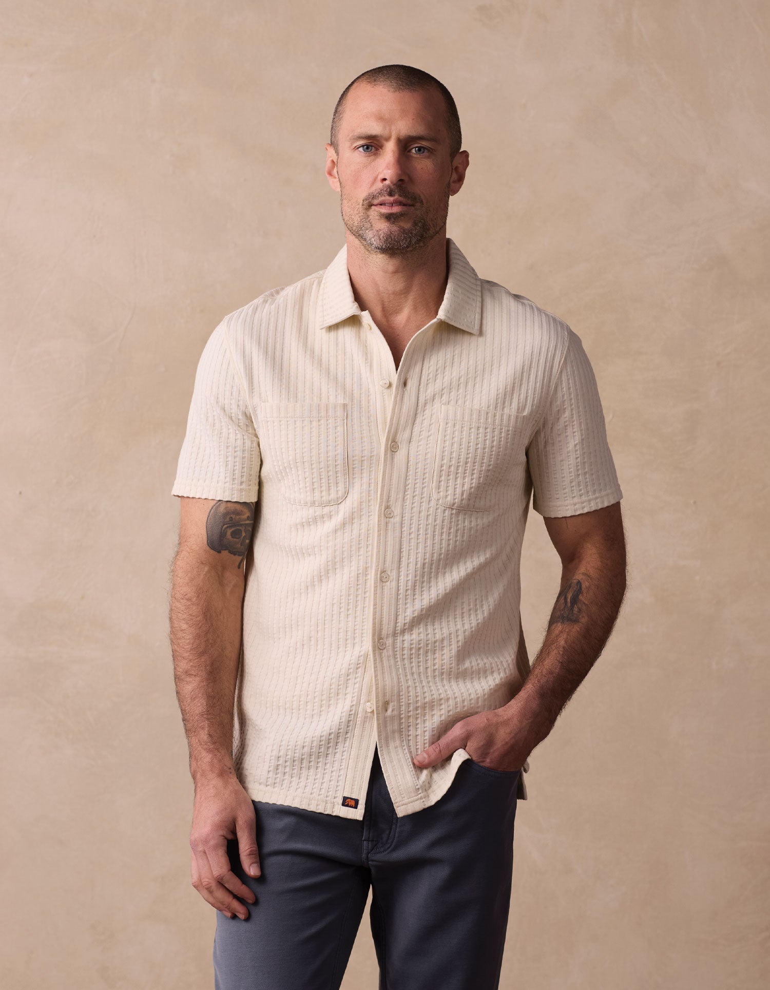 Knit Getaway Button Up Stone
